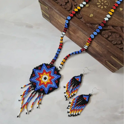 Varenya blue bead necklace set