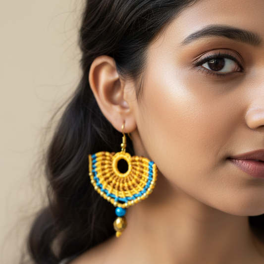 Varna yellow macrame dangler earrings