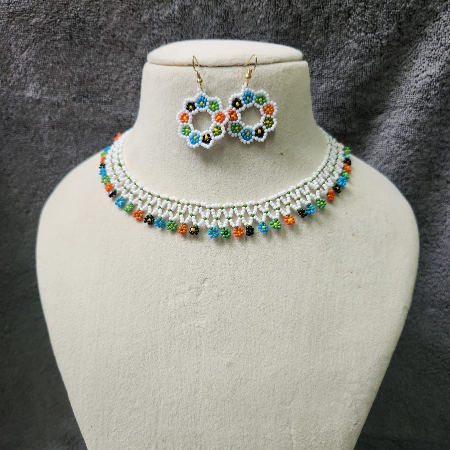 floral necklace bead necklace multicoloured necklace casual necklace work wear jewellery for office formal wear accessories white necklace 