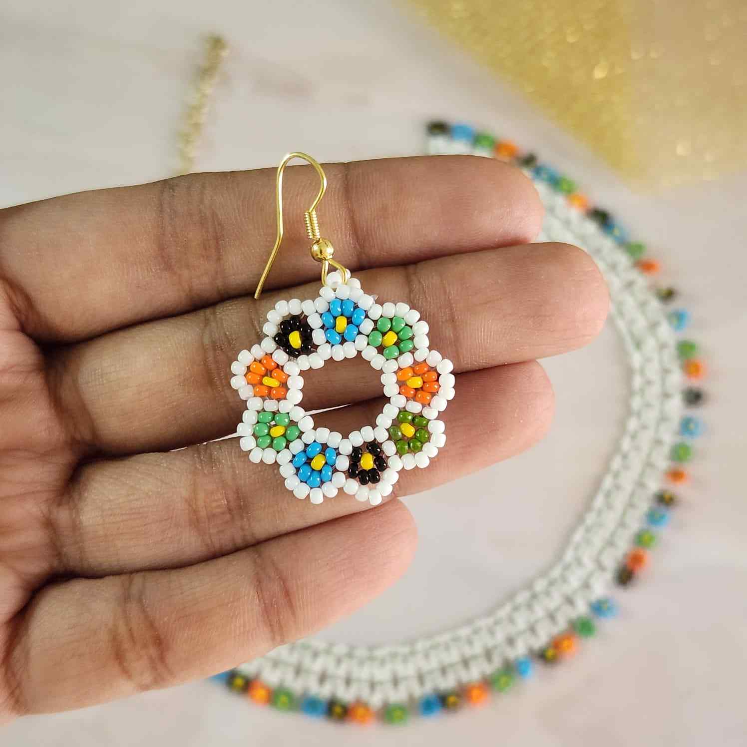 floral necklace bead necklace multicoloured necklace casual necklace work wear jewellery for office formal wear accessories white necklace 