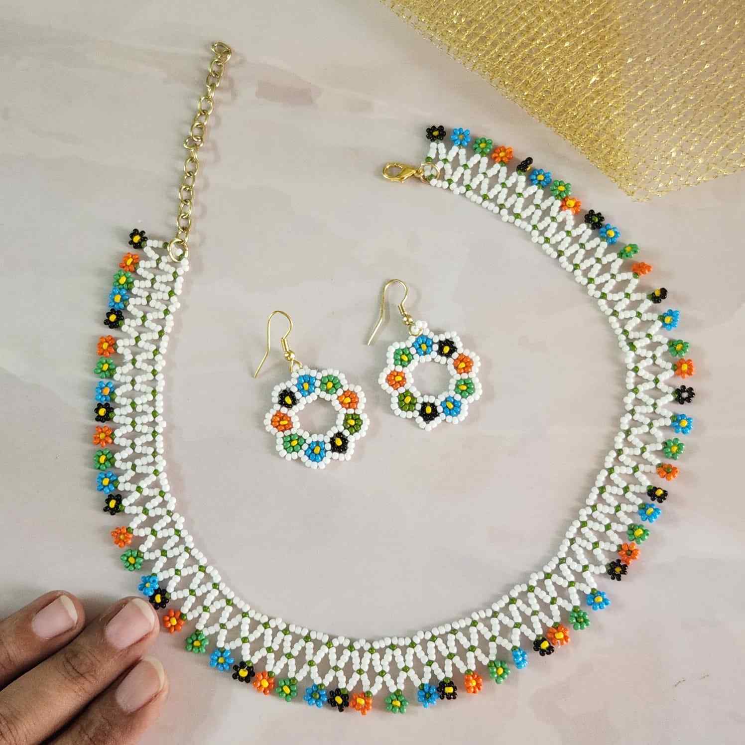 floral necklace bead necklace multicoloured necklace casual necklace work wear jewellery for office formal wear accessories white necklace 