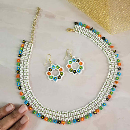 floral necklace bead necklace multicoloured necklace casual necklace work wear jewellery for office formal wear accessories white necklace 
