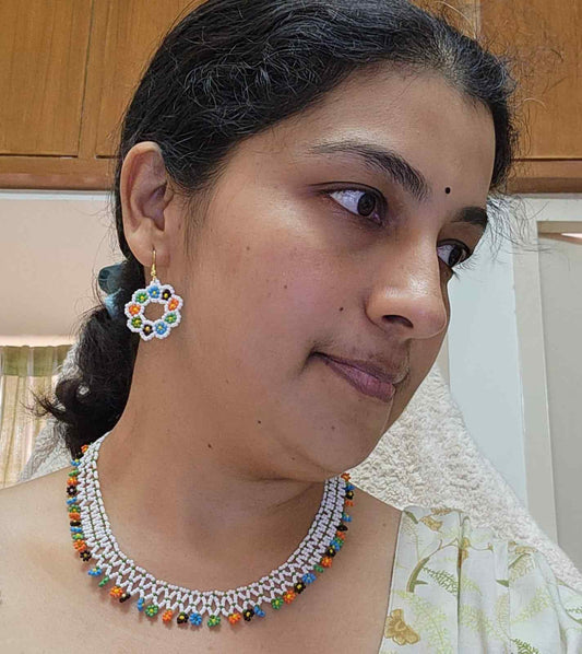 floral necklace bead necklace multicoloured necklace casual necklace work wear jewellery for office formal wear accessories white necklace 