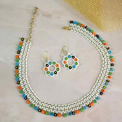 floral necklace bead necklace multicoloured necklace casual necklace work wear jewellery for office formal wear accessories white necklace 