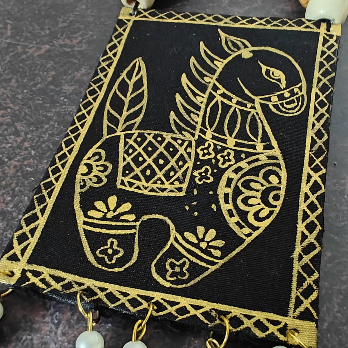 Vastrika black fabric necklace set