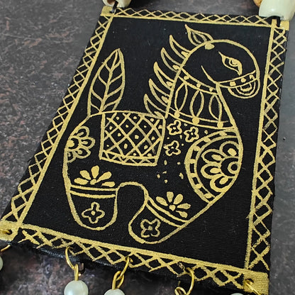 Vastrika black fabric necklace set