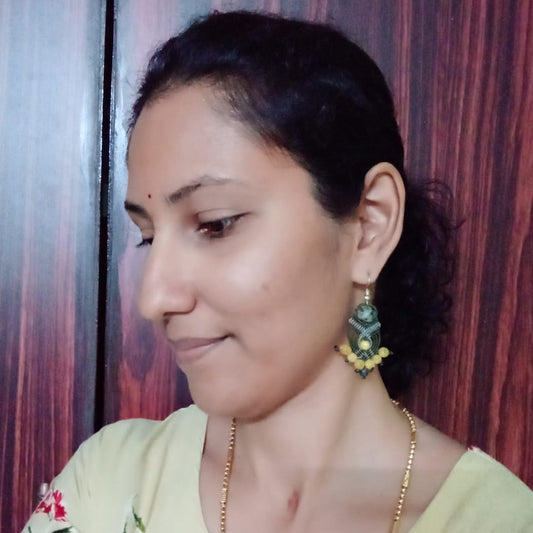 handmade macrame bead earrings with semiprecious beads for party casual office wear