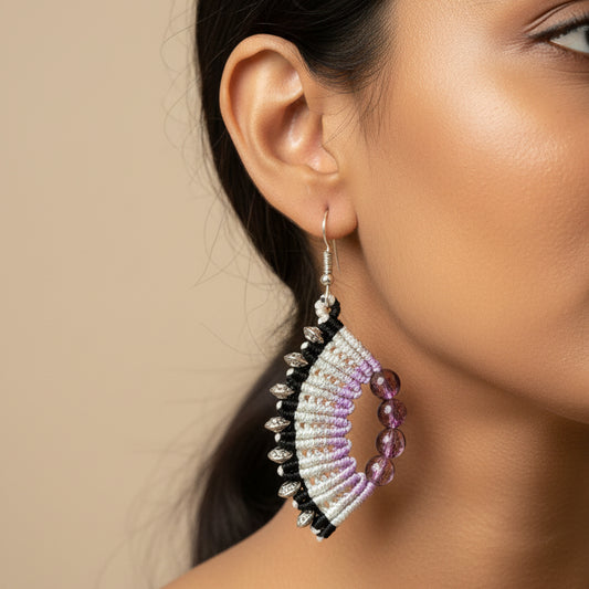 Aru purple macrame earrings
