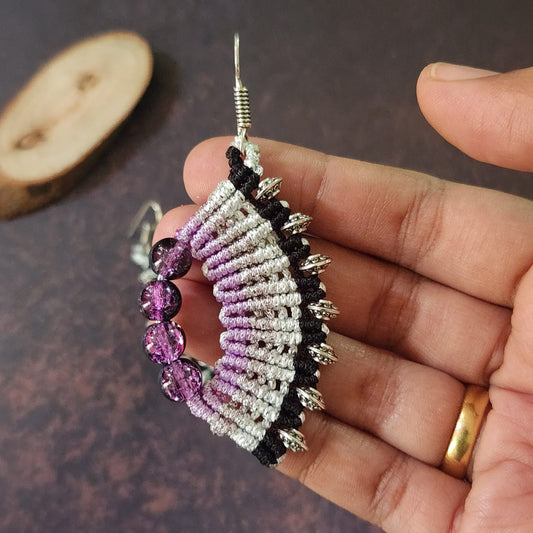 Aru purple macrame earrings