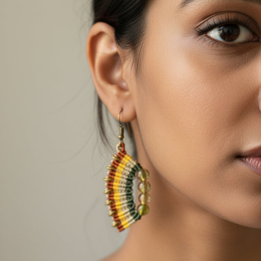 Aru rust macrame earrings