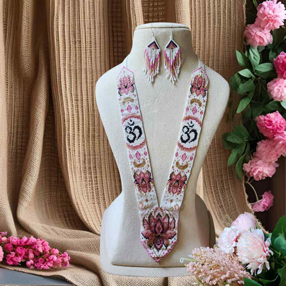 bead necklace set lotus necklace om necklace spiritual design daily wear necklace for office