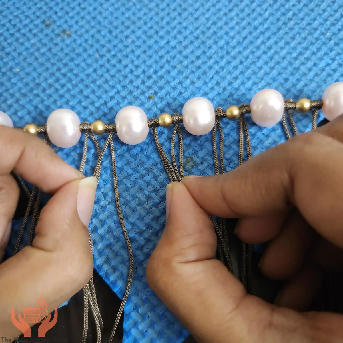 Dipta pearl macrame necklace set