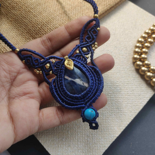 stone necklace lapis necklace blue bead necklace delicate jewellery office wear necklace daily wear necklace lightweight