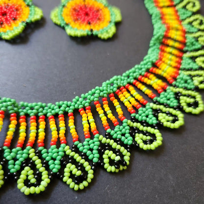 green necklace party office formal wear jewellery colourful floral flower casual daily wear for suits kurtis sarees