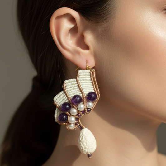 Paadham macrame asymmetric earrings