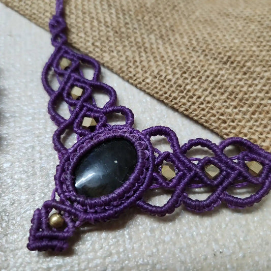 stone necklace formal necklace office-wear necklace with saree with salwar with kurti purple casual daily wear jewellery
