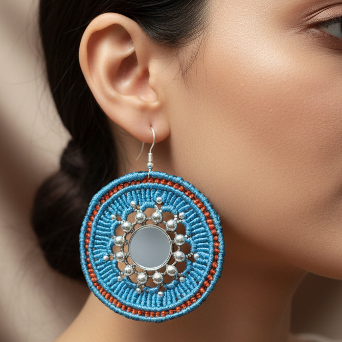Akhila macrame mirror earrings