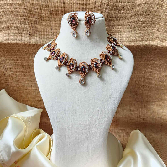 burgundy stone necklace partywear jewellery for party necklace for wedding stud earrings with stones