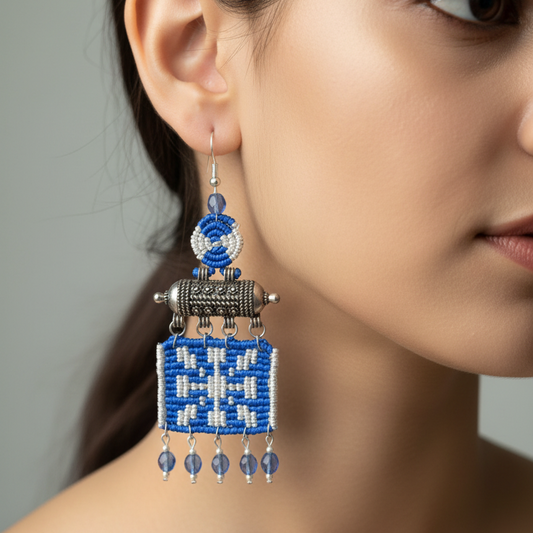 Mallika blue cavandoli dangler earrings