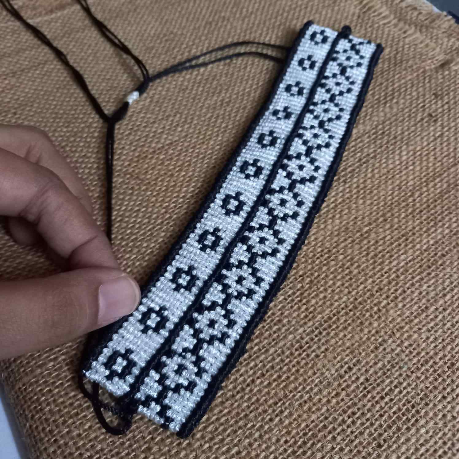 macrame black and white hairband macrame choker necklace minimalist necklace thread necklace choker black and white