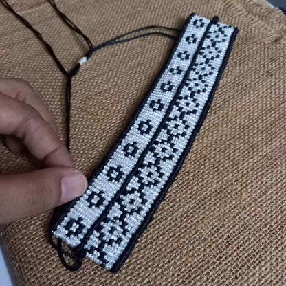 macrame black and white hairband macrame choker necklace minimalist necklace thread necklace choker black and white