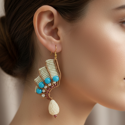 Paadham macrame asymmetric earrings