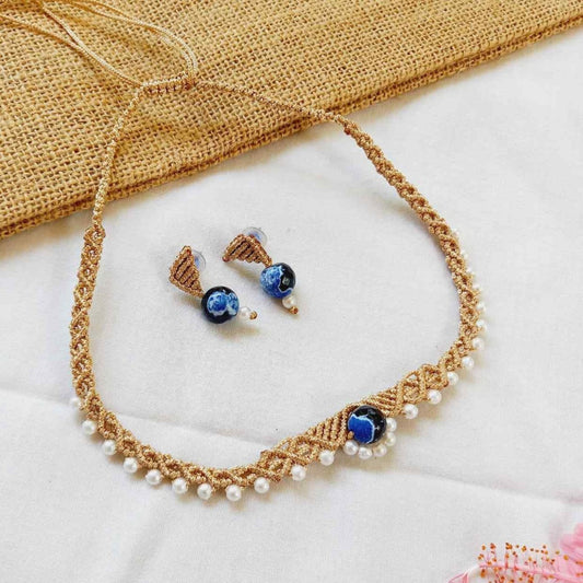 Karmika bead macrame necklace set