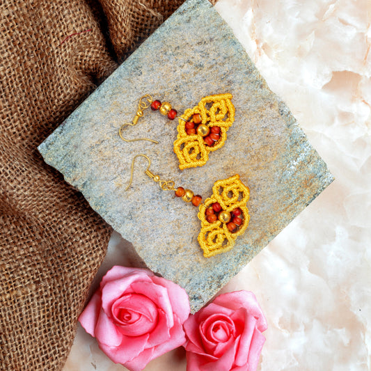 macrame bead horizontal dangler earrings