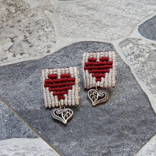 cavandoli heart stud earrings with heart charm