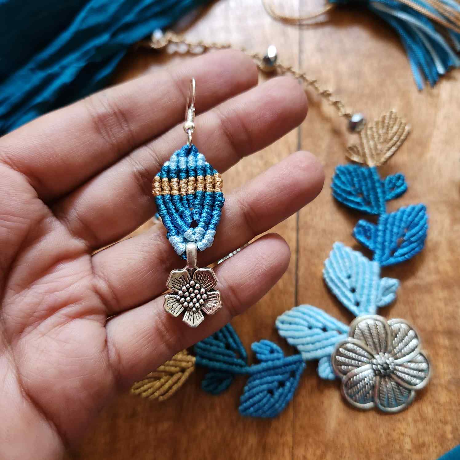 flower and leaves statement necklace and earrings set for women leaf necklace leaf earrings floral necklace haldi necklace