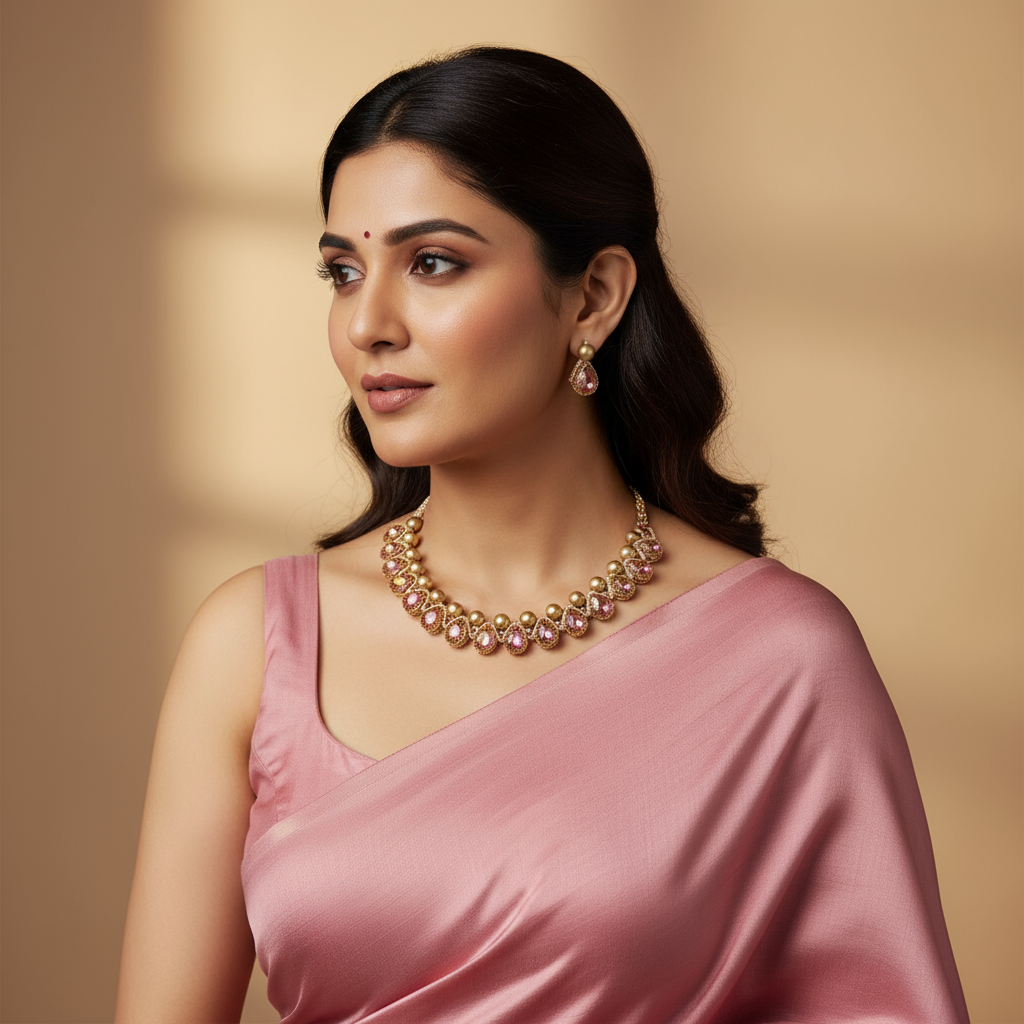 Ditila pink macrame necklace set