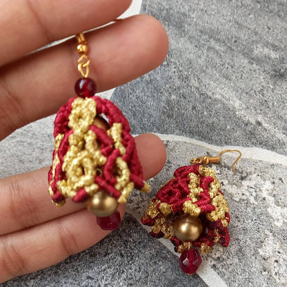 macrame jhumka earrings in two colours