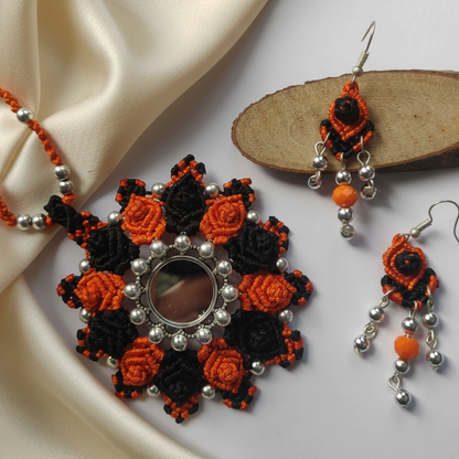 Adarsha mirrorwork macrame necklace set