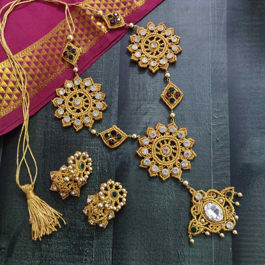 bridal necklace set gold necklace set jhumki earrings bead jewellery bead necklace stone necklace stone jhumki bead jhumka