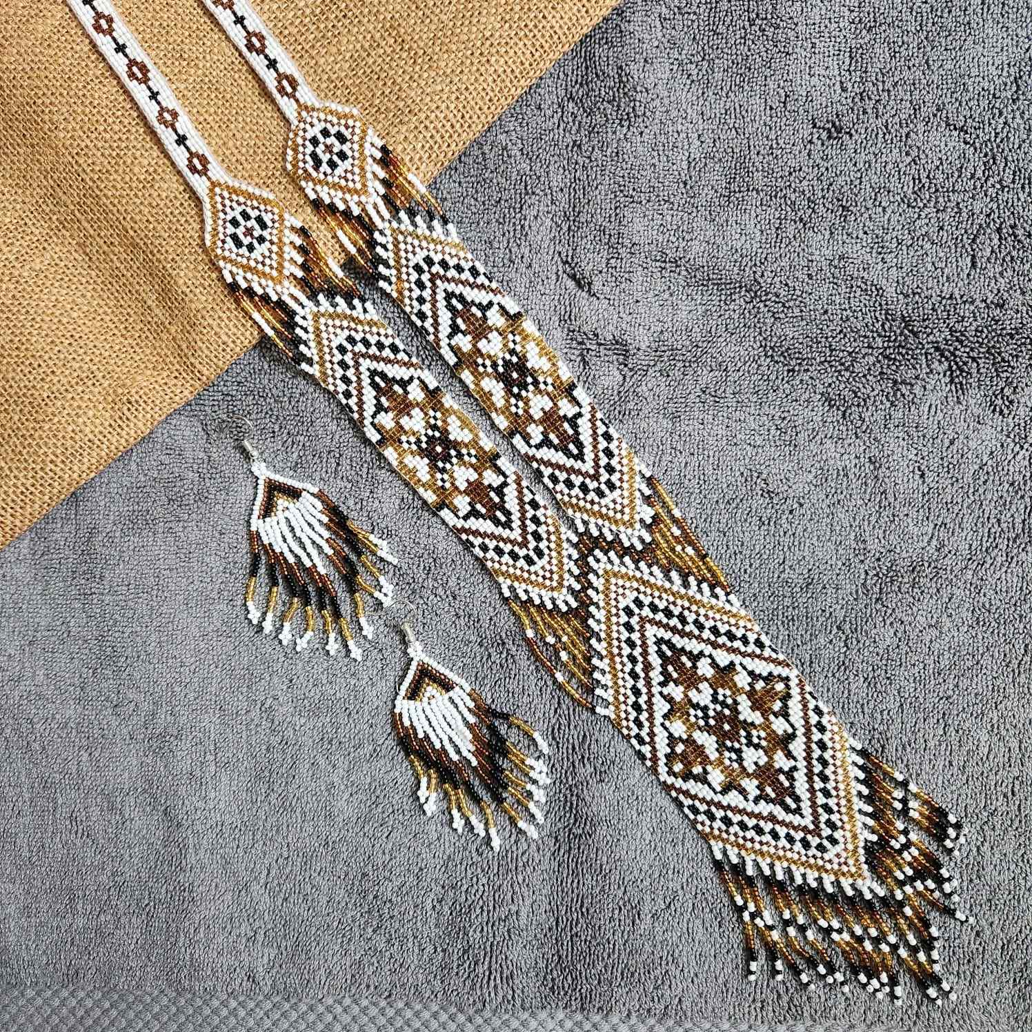 statement bead necklace partywear necklace geometric necklace for sangeet wedding jewellery brown set bead earrings