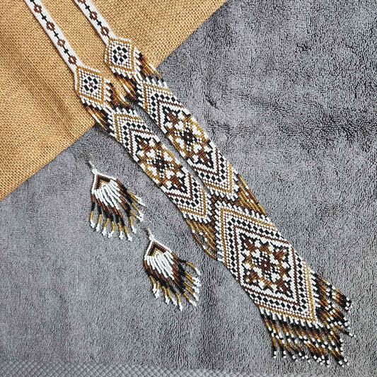 statement bead necklace partywear necklace geometric necklace for sangeet wedding jewellery brown set bead earrings