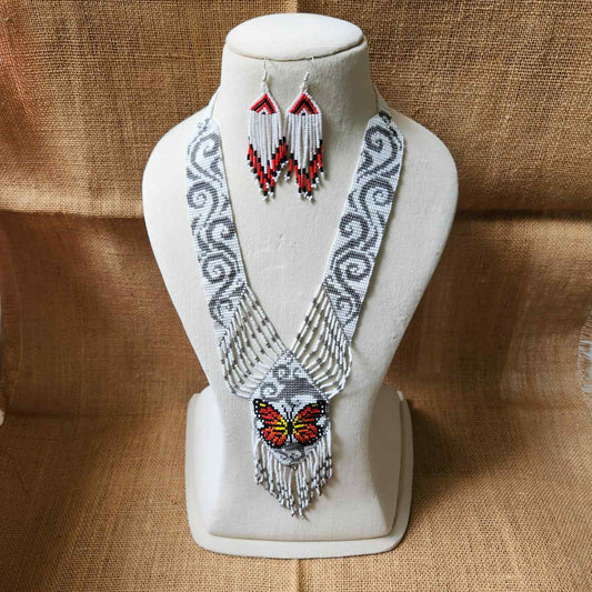 swirl butterfly bead loom necklace fringe casual wear occasion wear wedding haldi mehendi sangeet