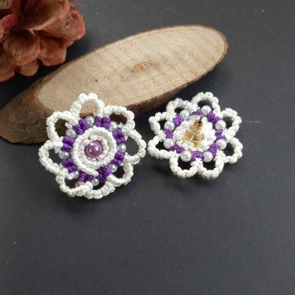 floral scalloped stud earrings for women