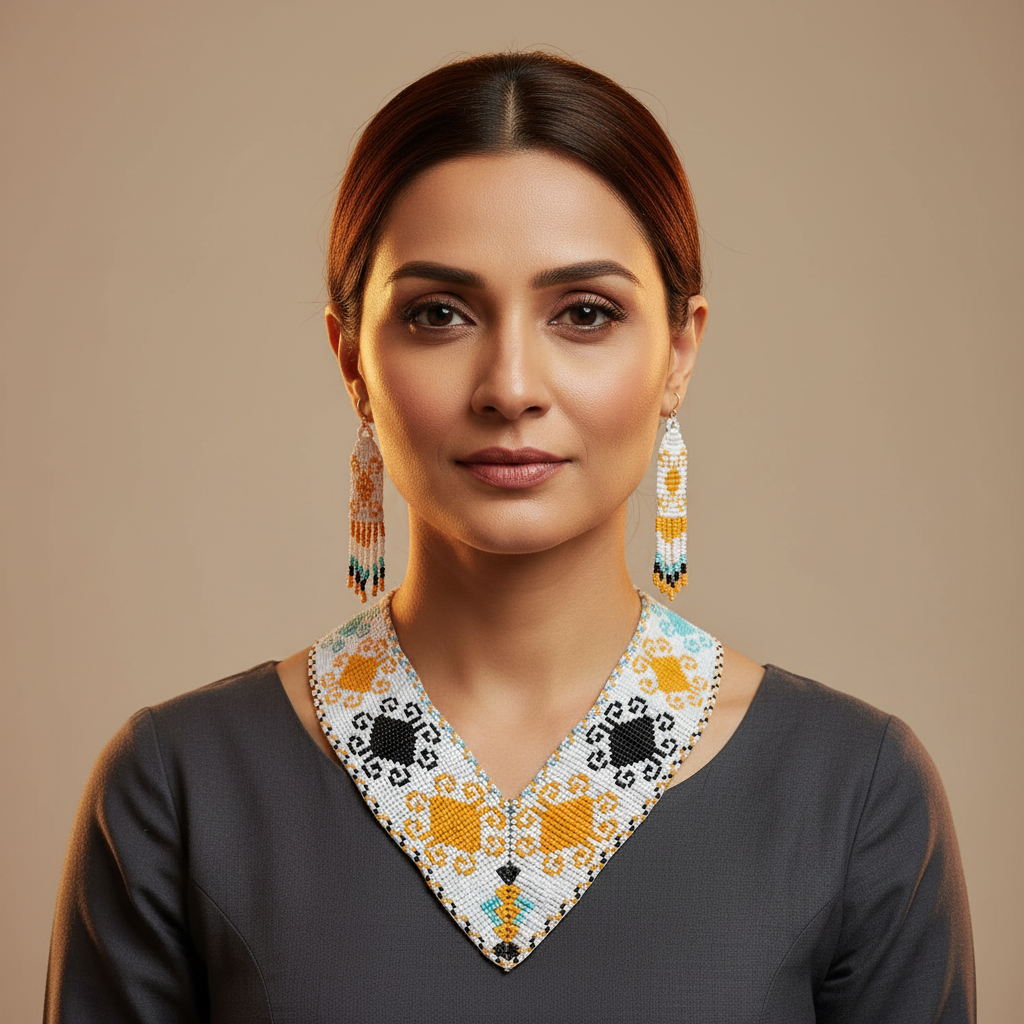 Sanjitha bead loom necklace set