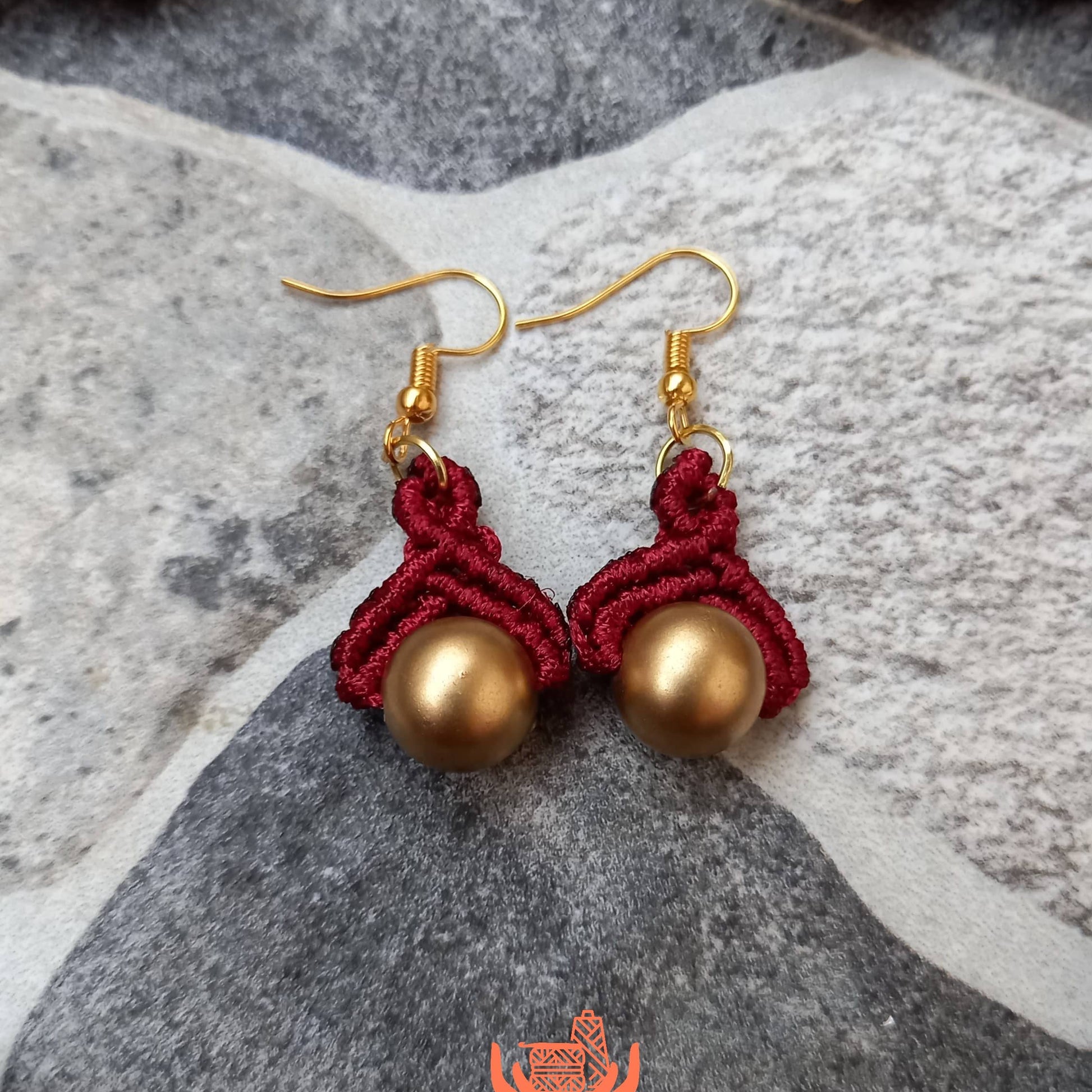 macrame necklace maroon necklace gold bead necklace black bead necklace stud earrings dangler bead bracelet necklace set