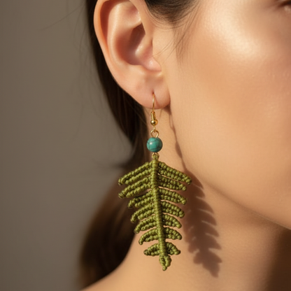 Pamira macrame leaf earrings
