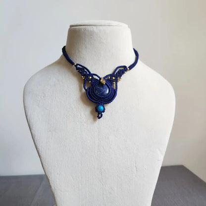 stone necklace lapis necklace blue bead necklace delicate jewellery office wear necklace daily wear necklace lightweight