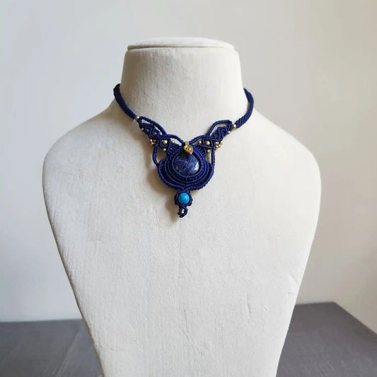 stone necklace lapis necklace blue bead necklace delicate jewellery office wear necklace daily wear necklace lightweight