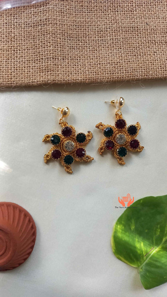 gold stone stud earrings for women