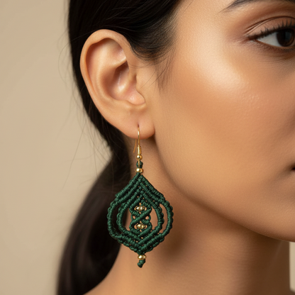 Bhumi green macrame earrings