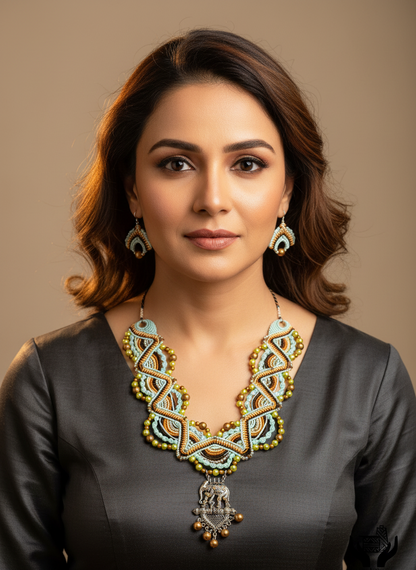 Prayana bead macrame necklace set