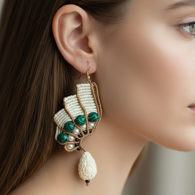 Paadham macrame asymmetric earrings
