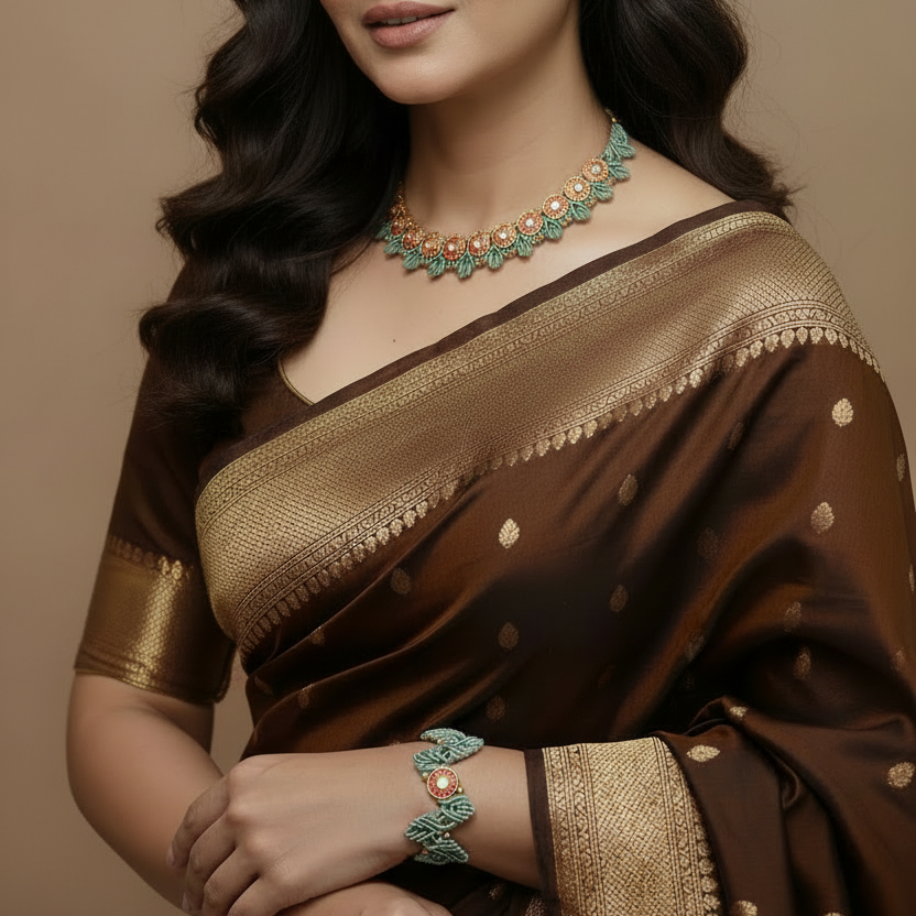 Prasuna floral macrame necklace set