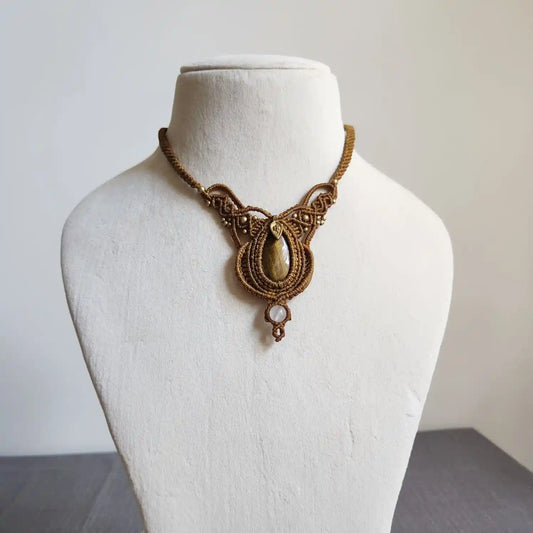 stone necklace tiger eye necklace brown bead necklace delicate jewellery office wear necklace daily wear necklace lightweight