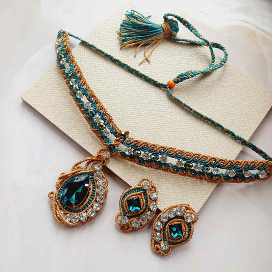Haritmani stone macrame necklace set